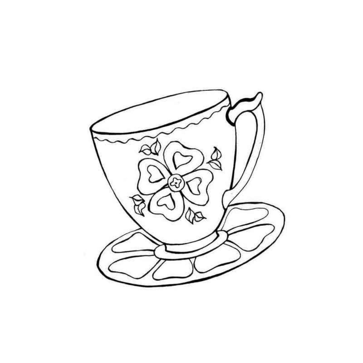 Coloring bright cup and saucer