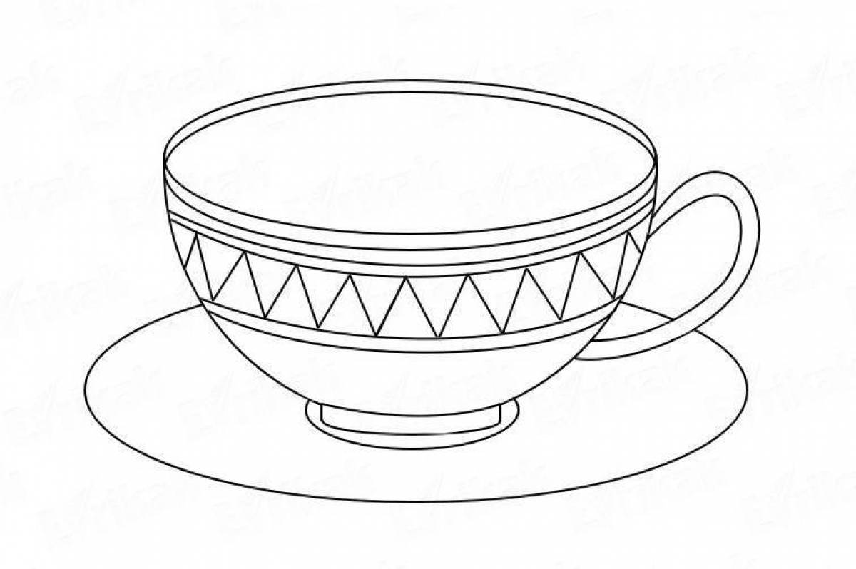 Adorable cup and saucer coloring page