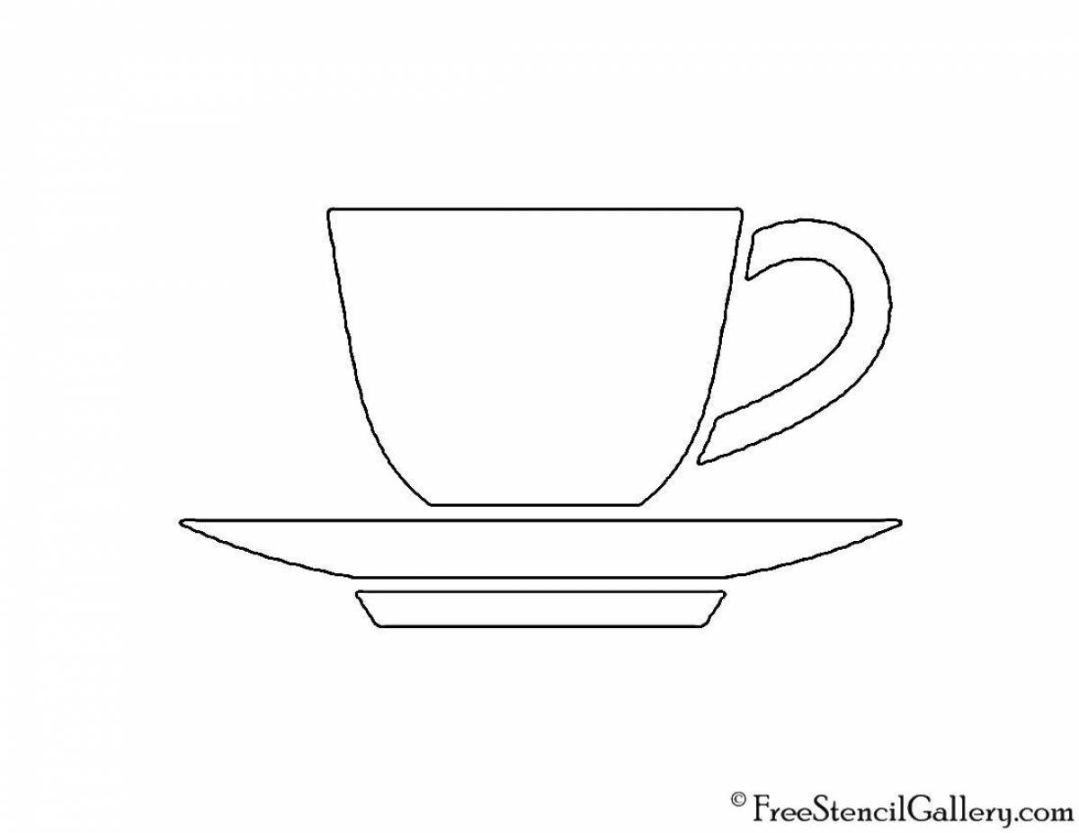 Coloring page dazzling cup and saucer