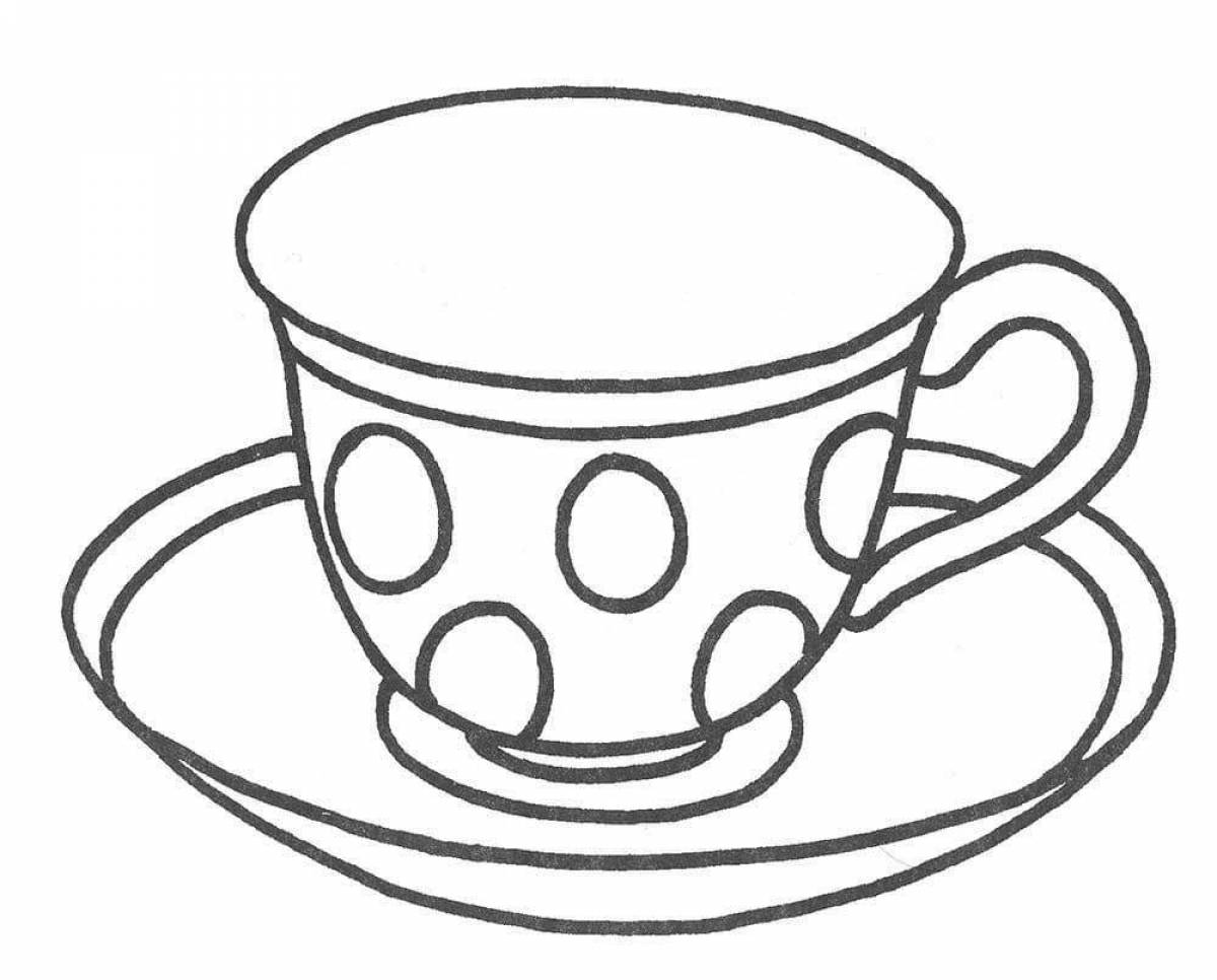 Fancy cup and saucer coloring page