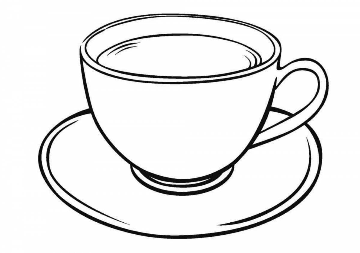 Coloring page festive cup and saucer