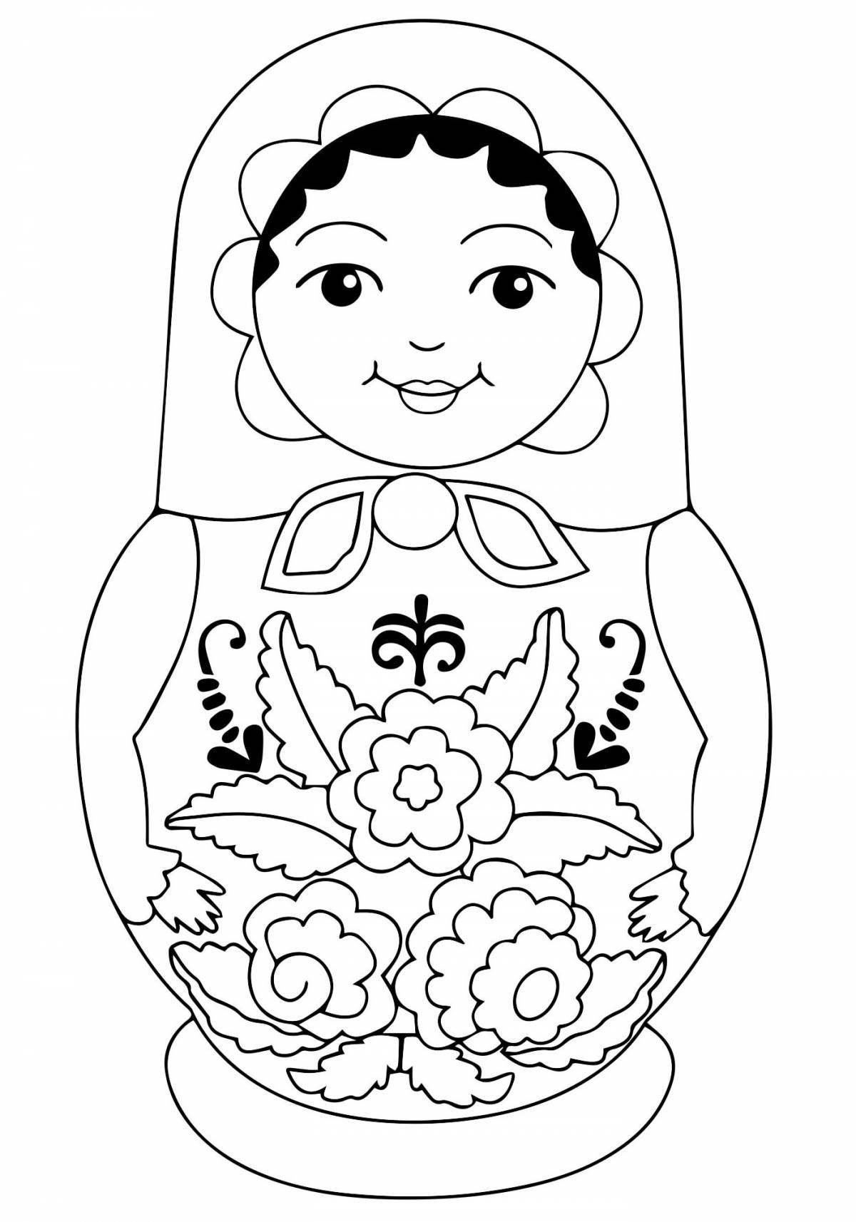 Delightful coloring matryoshka for children 5-6 years old