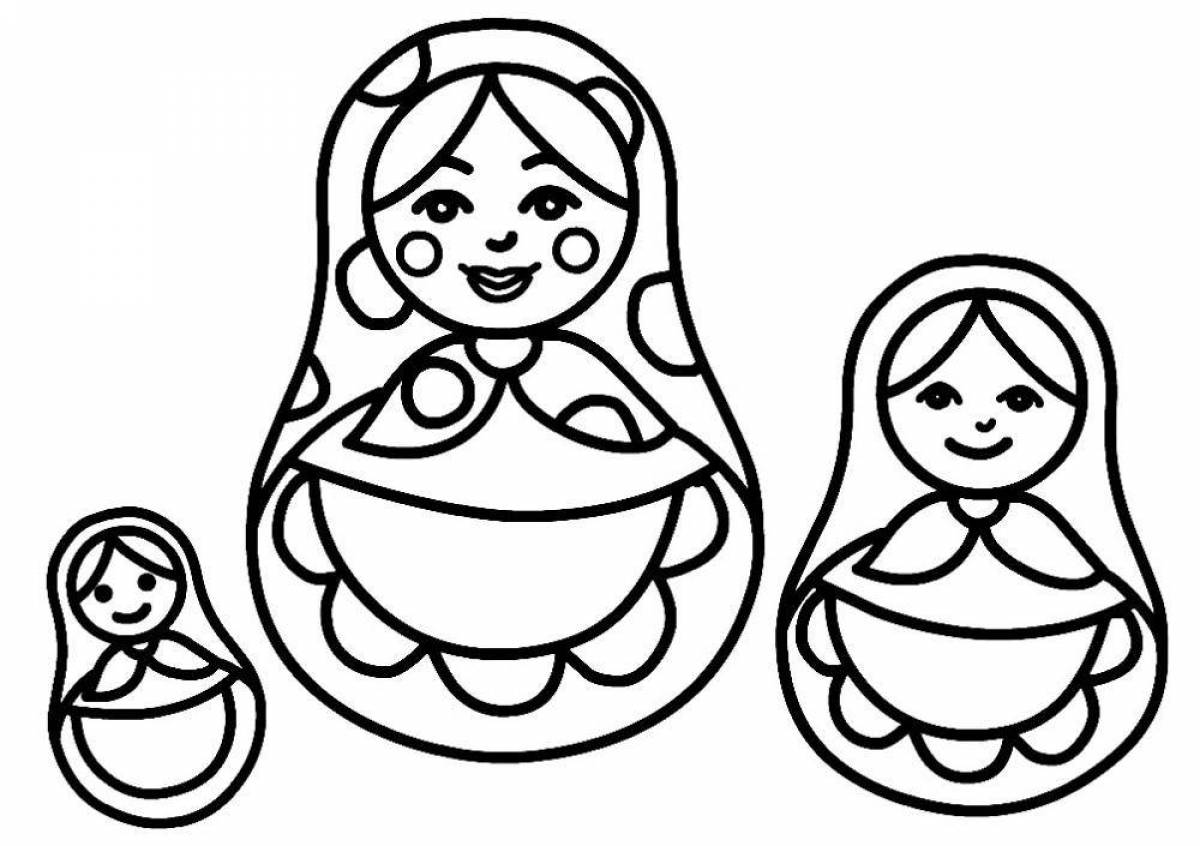 Colorful coloring matryoshka for children 5-6 years old