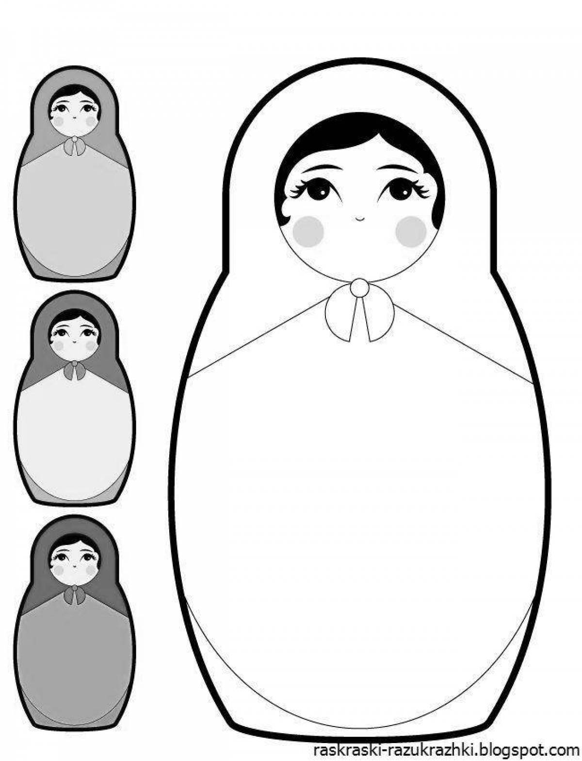Coloring matryoshka for children 2-3 years old