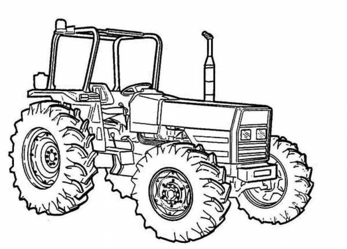 Colorful tractor coloring book for kids