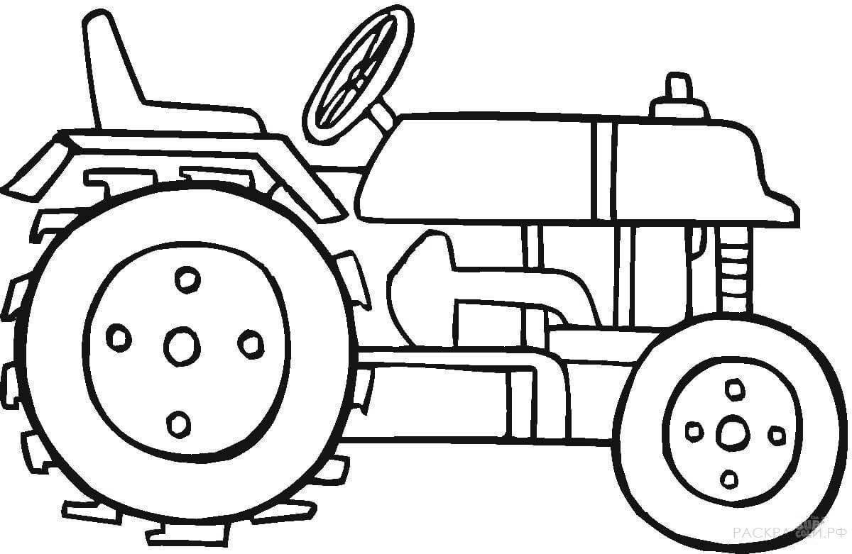 Очаровательная раскраска трактора для детей 4-5 лет