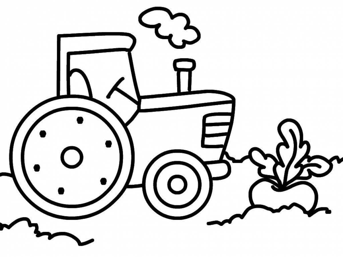 Tractor playful coloring page for 4-5 year olds