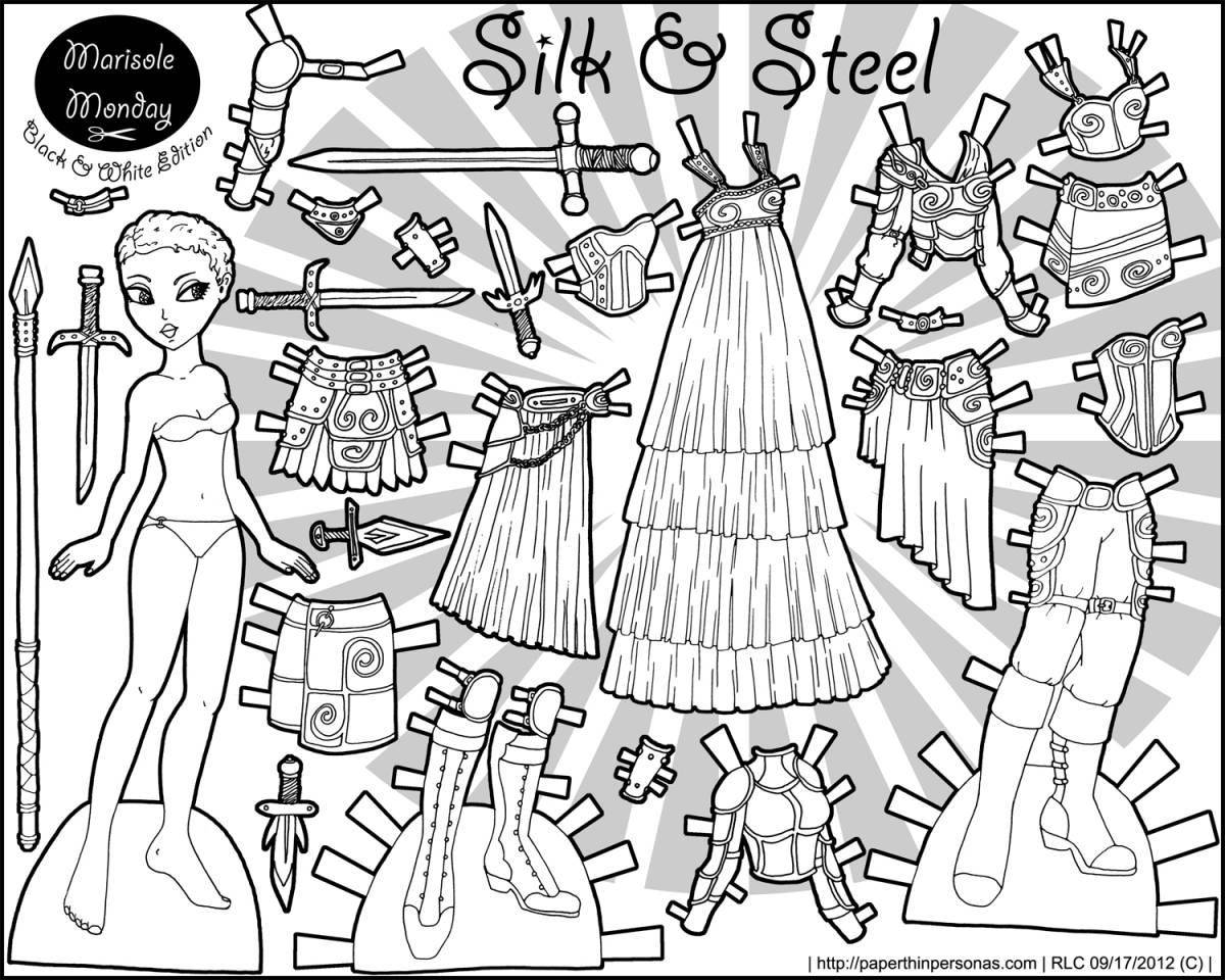 Coloring page glamorous dress up