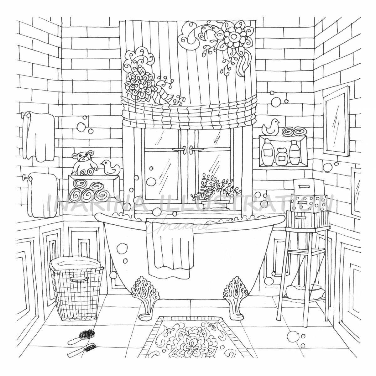 Playful apartment coloring page