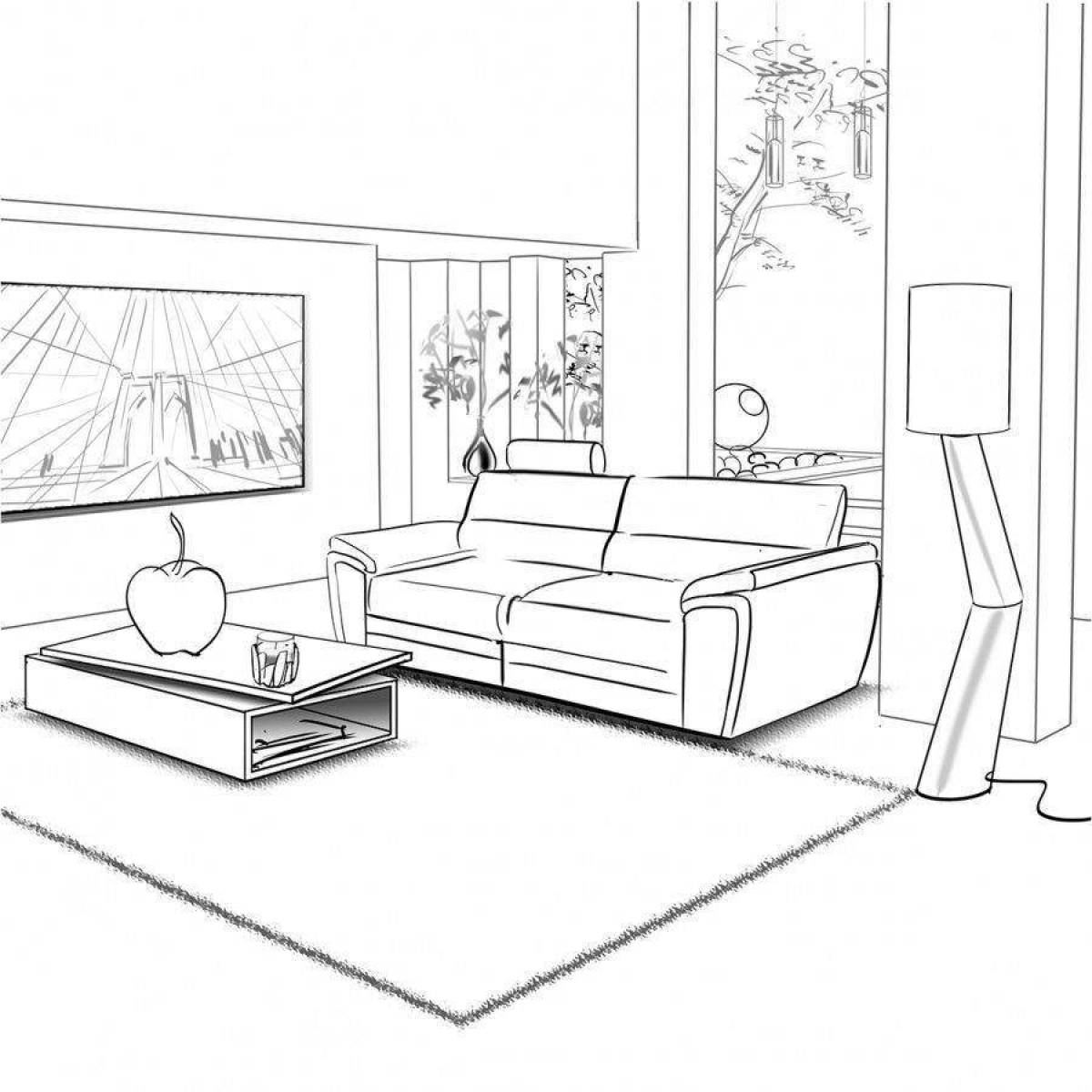 Animated apartment coloring page