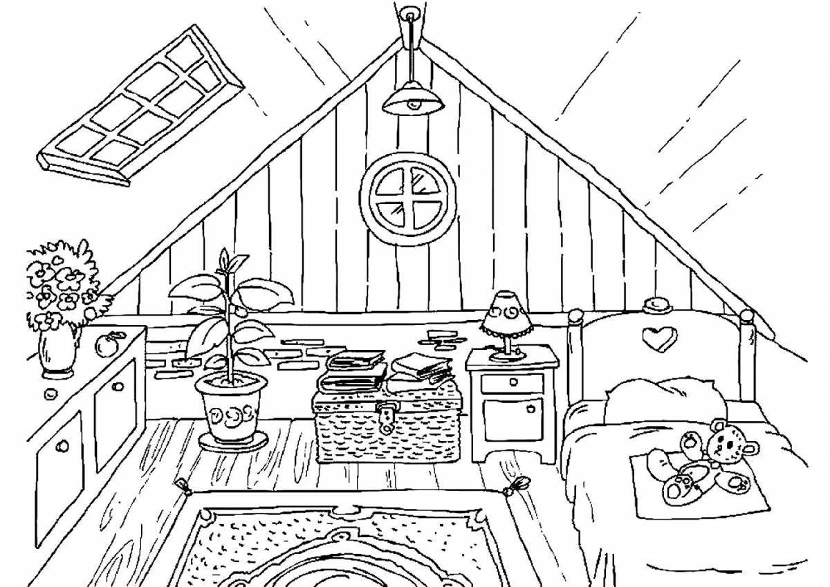 Coloring page cozy apartment