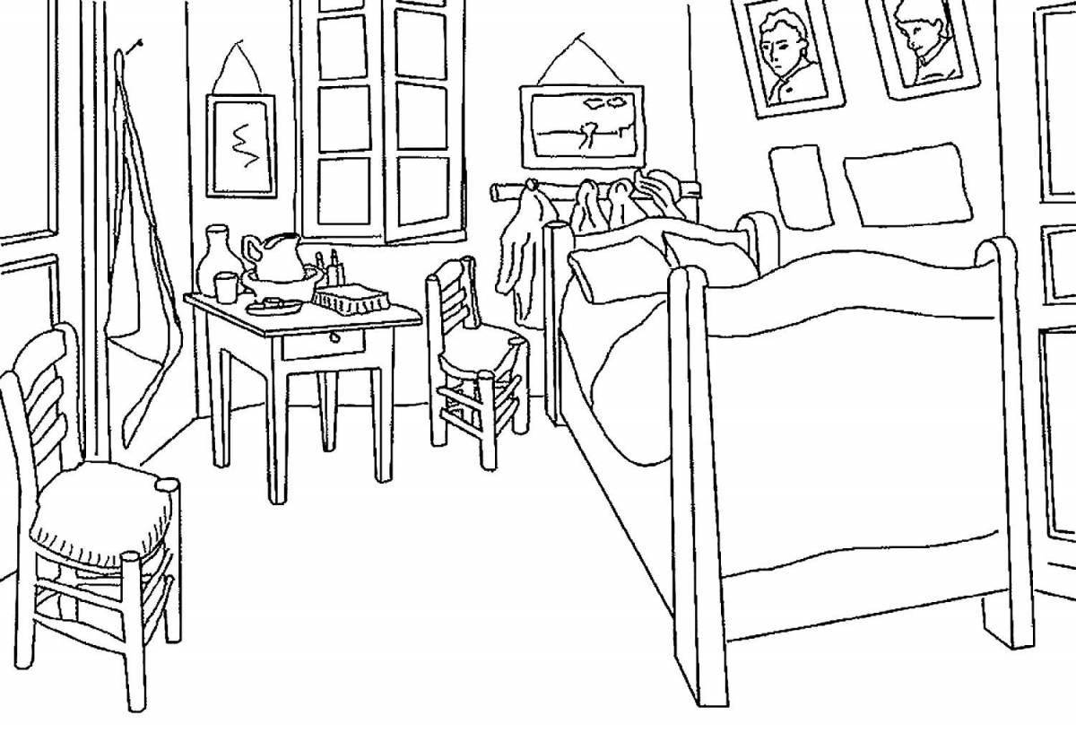 Calm apartment coloring page