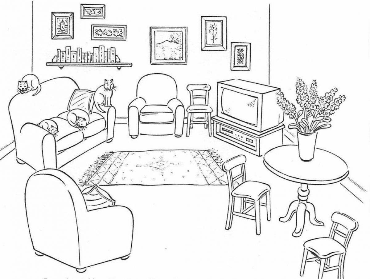 Fancy apartment coloring page
