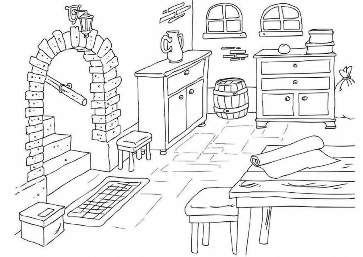 Exciting apartment coloring page