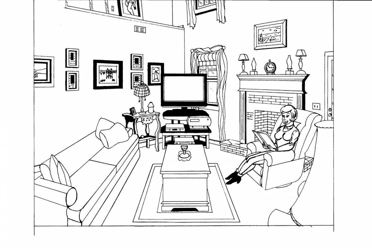 Dramatic apartment coloring page