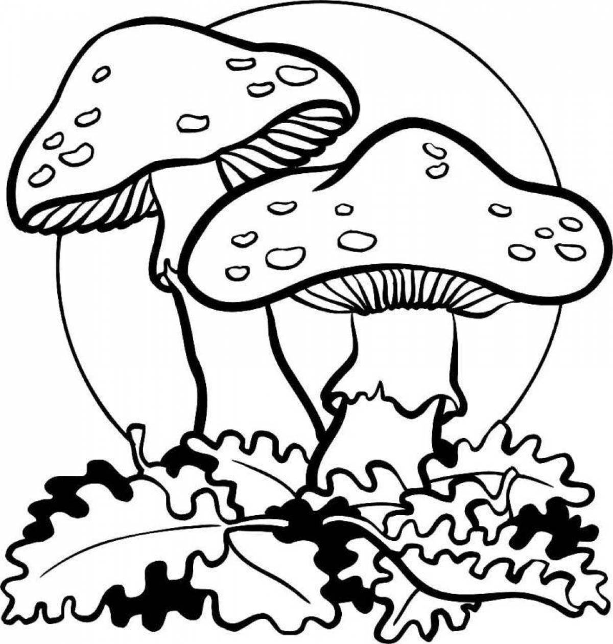 Яркая страница раскраски грибов