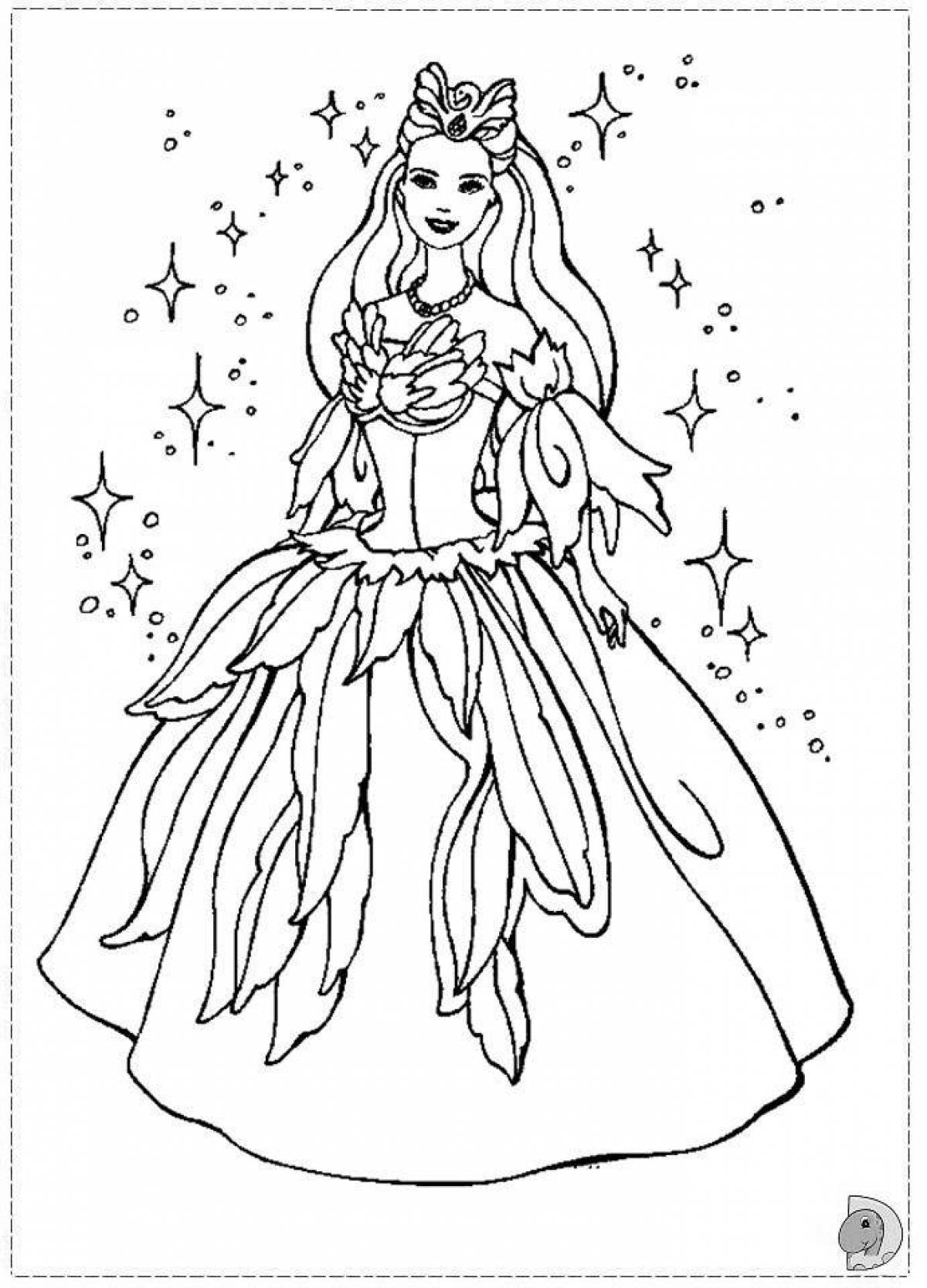 Coloring book joyful barbie princess