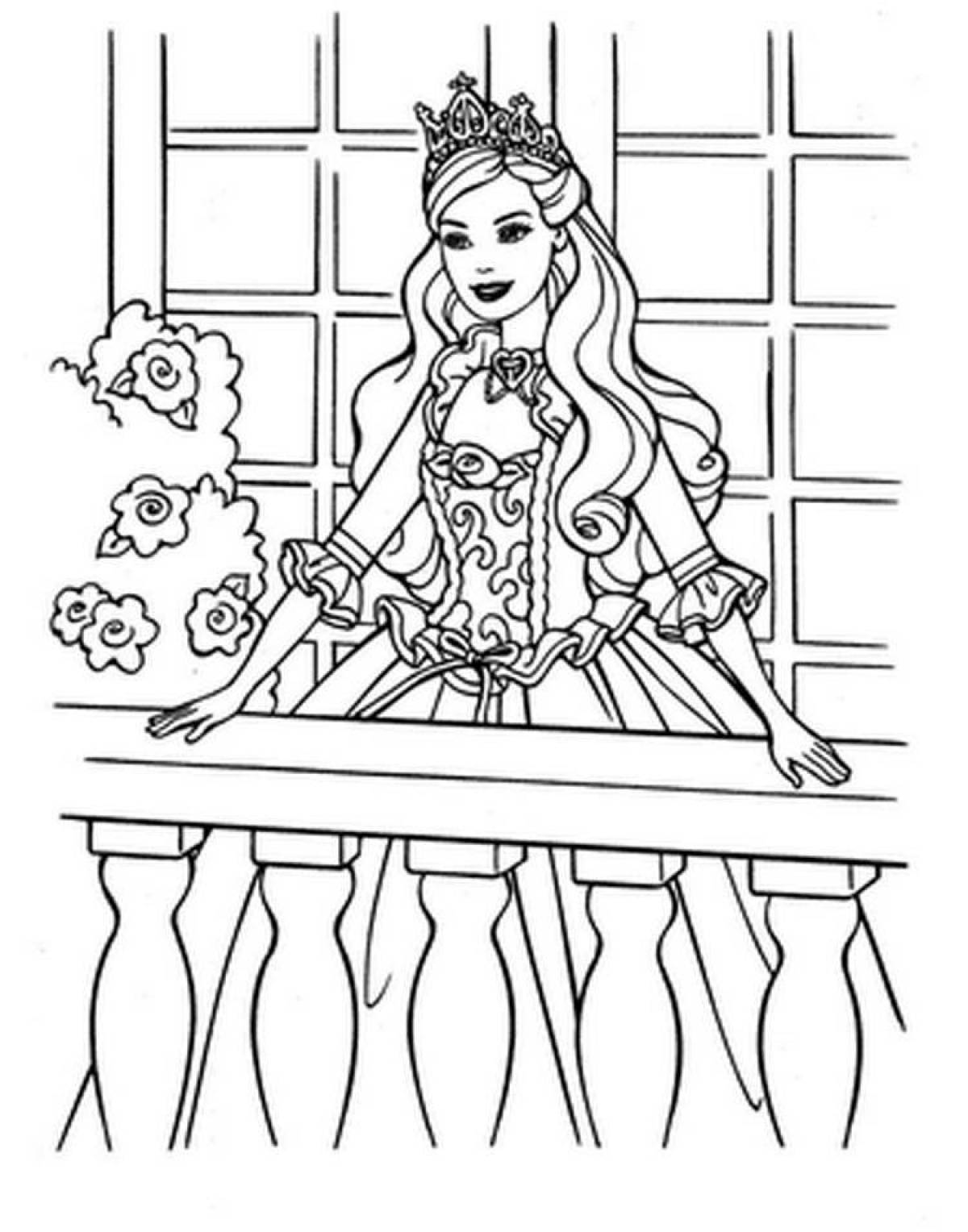 Beautiful princess barbie coloring book