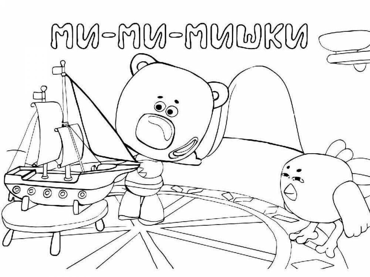 Coloring cute cartoon bear