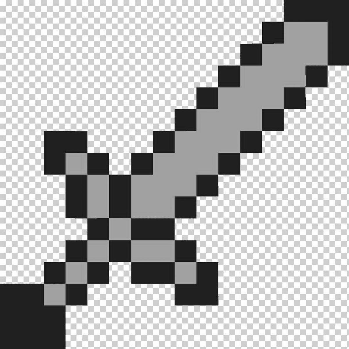 Colorful minecraft sword coloring page