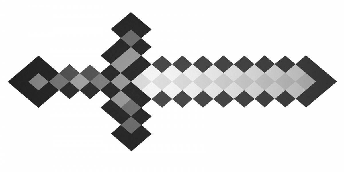 Intensive minecraft sword coloring page