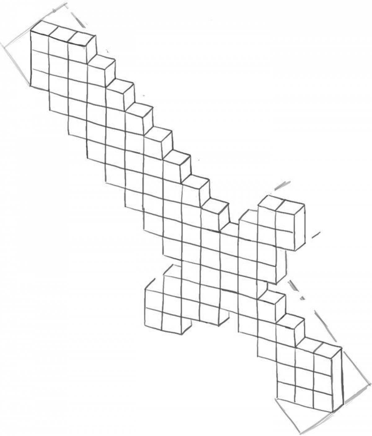 Funny minecraft sword coloring page