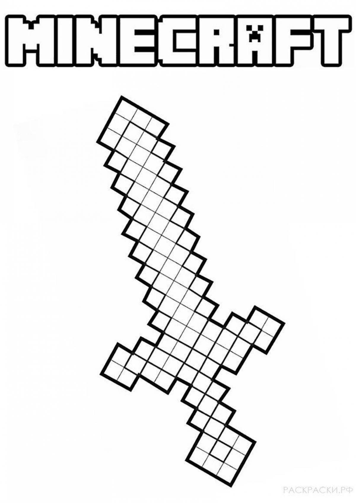 Exciting minecraft sword coloring page