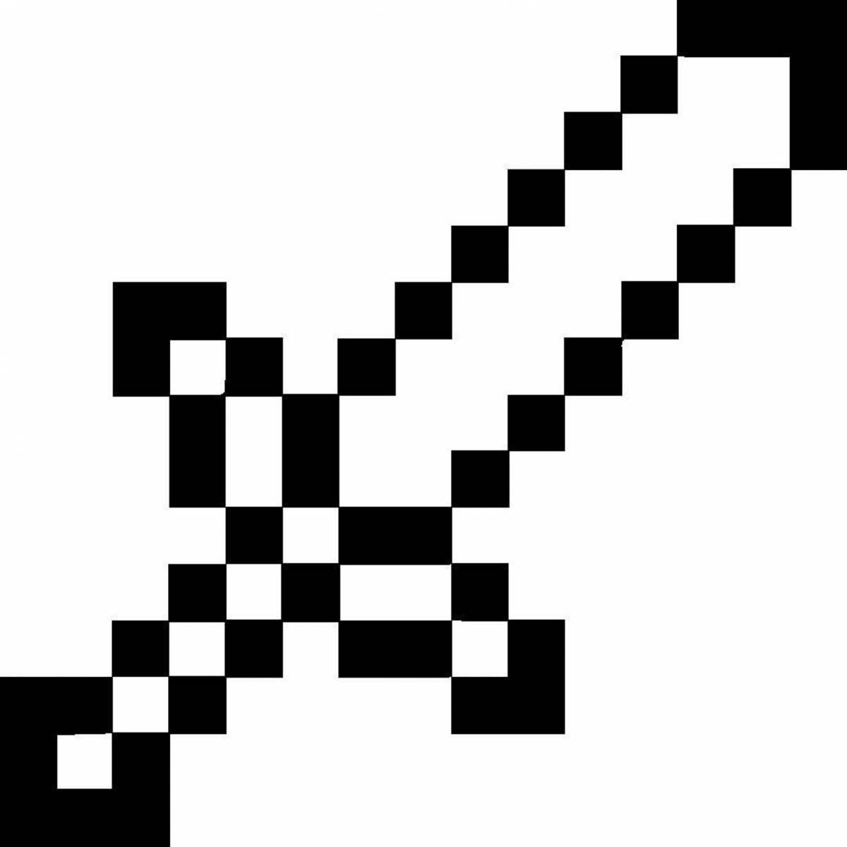 Animated minecraft sword coloring page