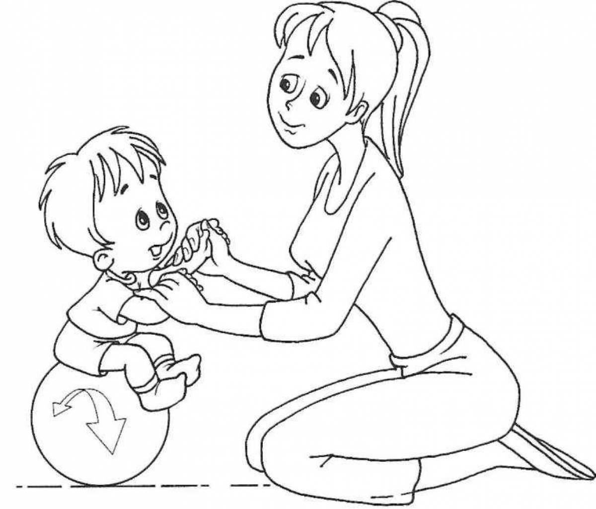 Радостная раскраска мама для детей