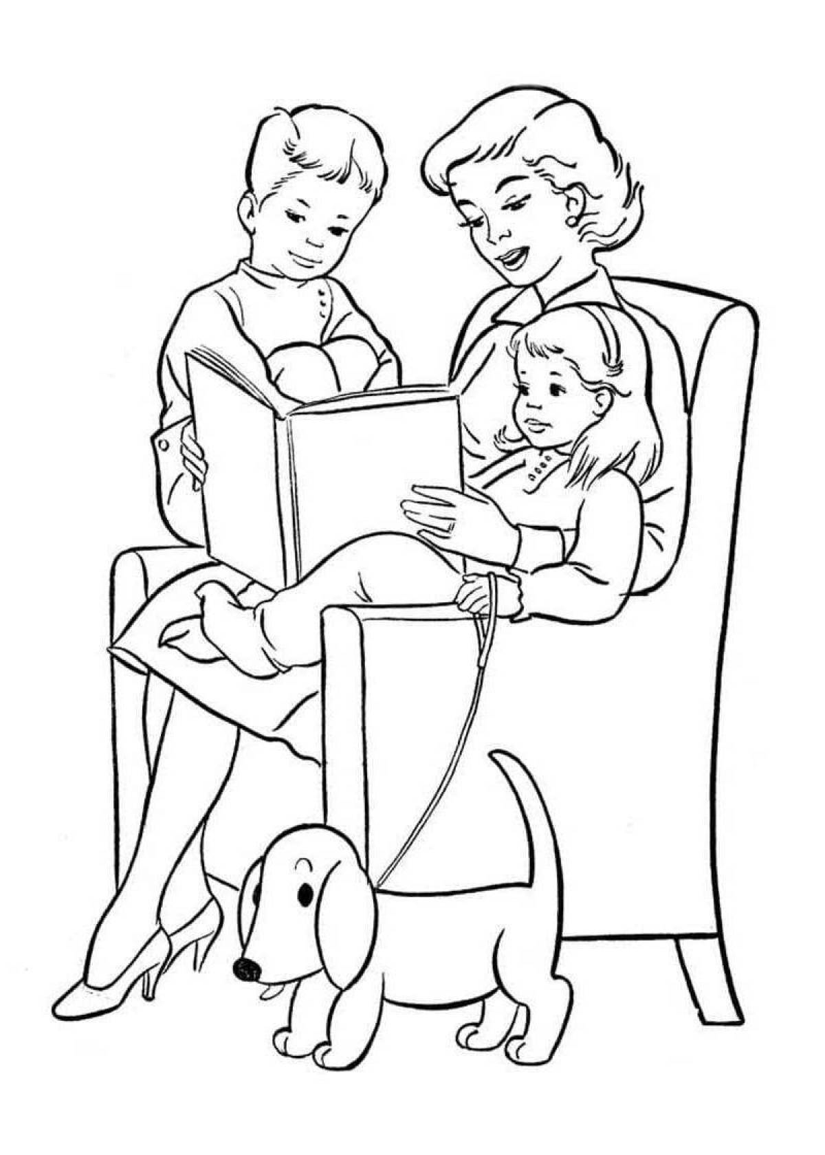 Adorable mother coloring book for kids