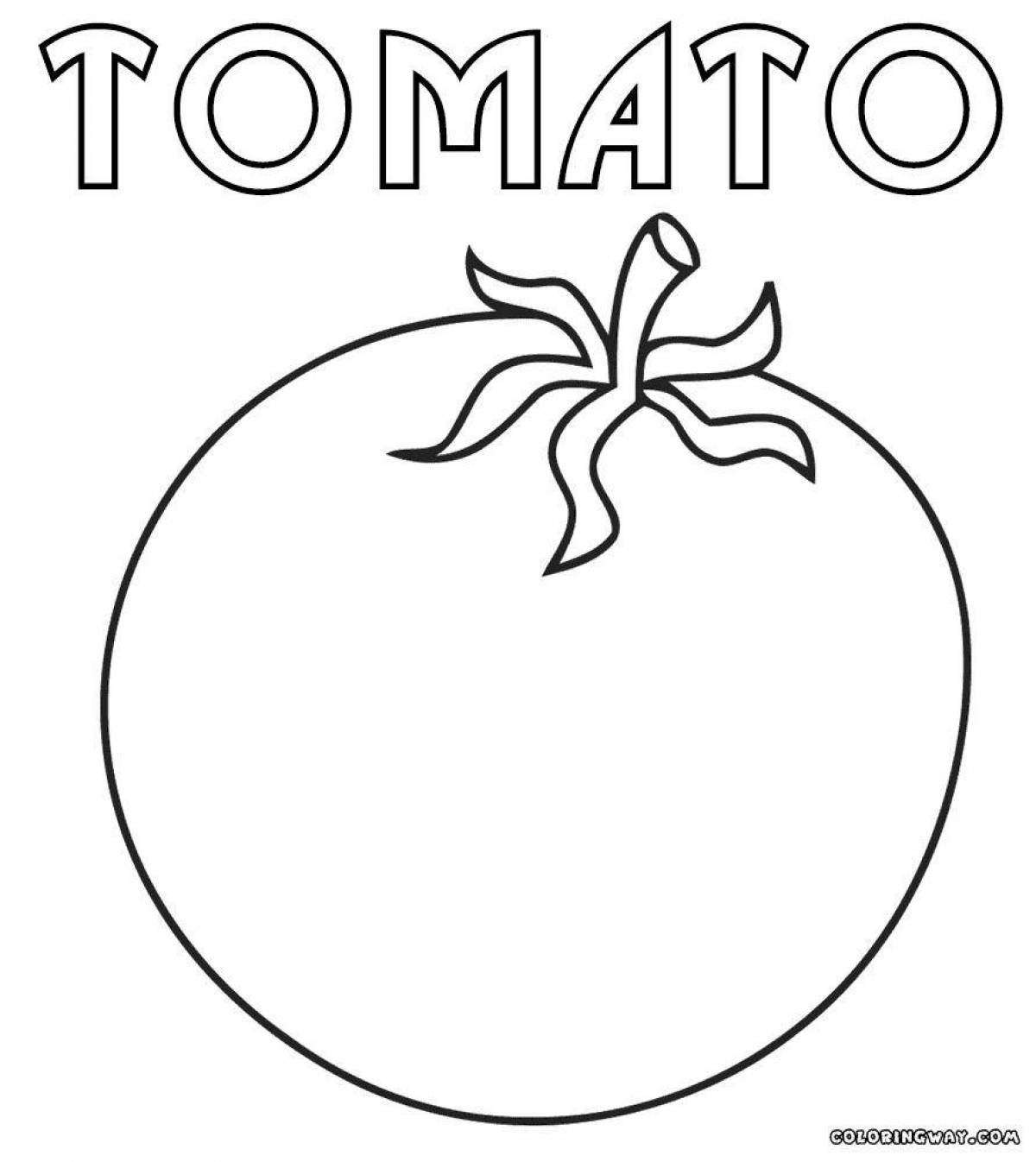 Радостная страница раскраски помидоров для детей