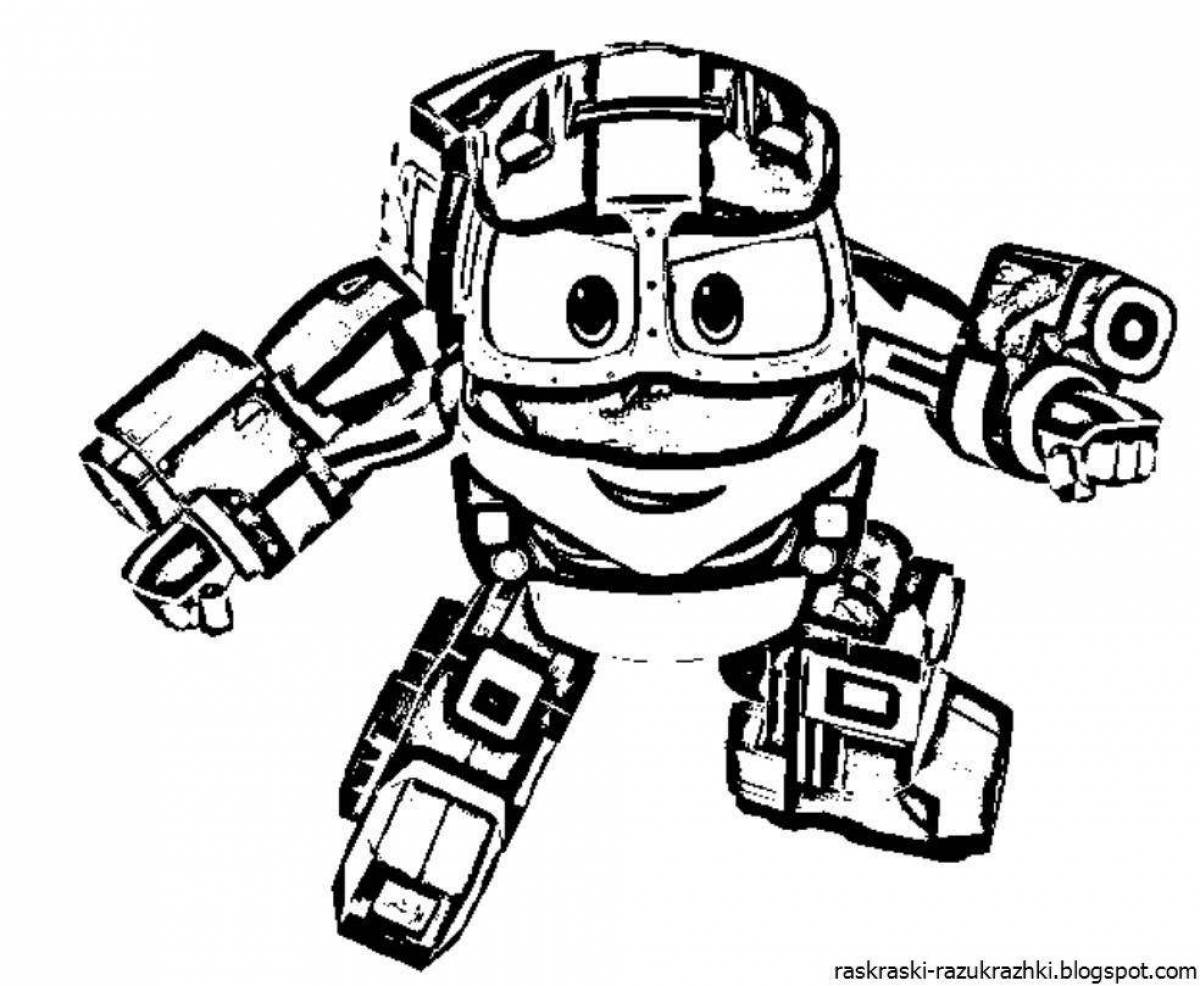 Funny robotic trains coloring book for kids