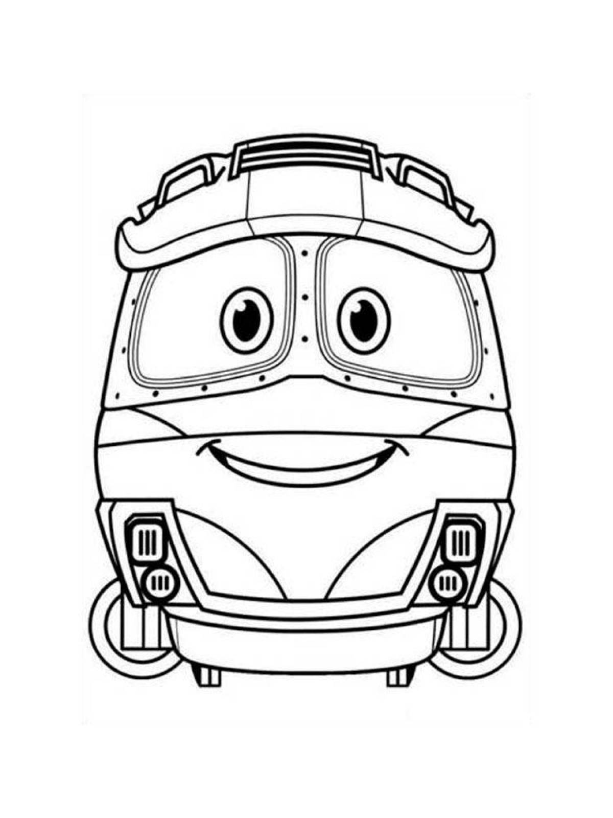Colorful robotic trains coloring pages for kids