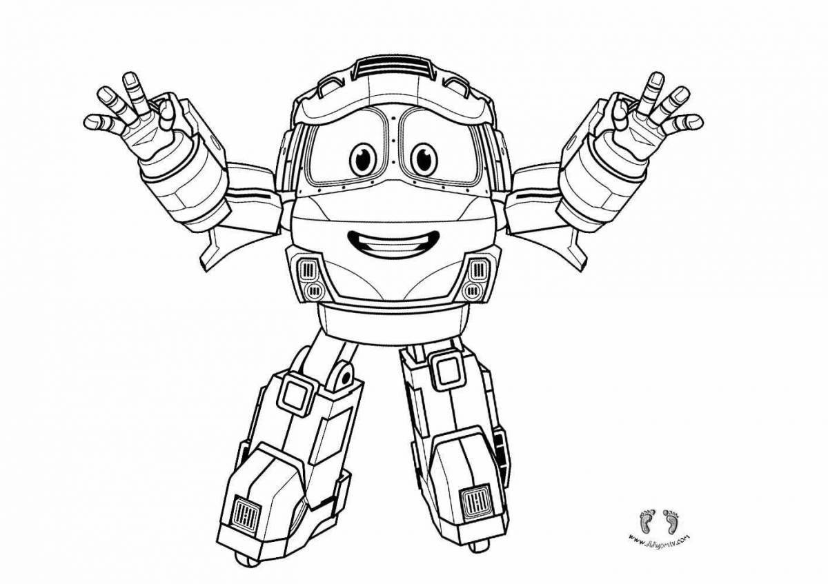 Креативные роботы-поезда раскраски для детей