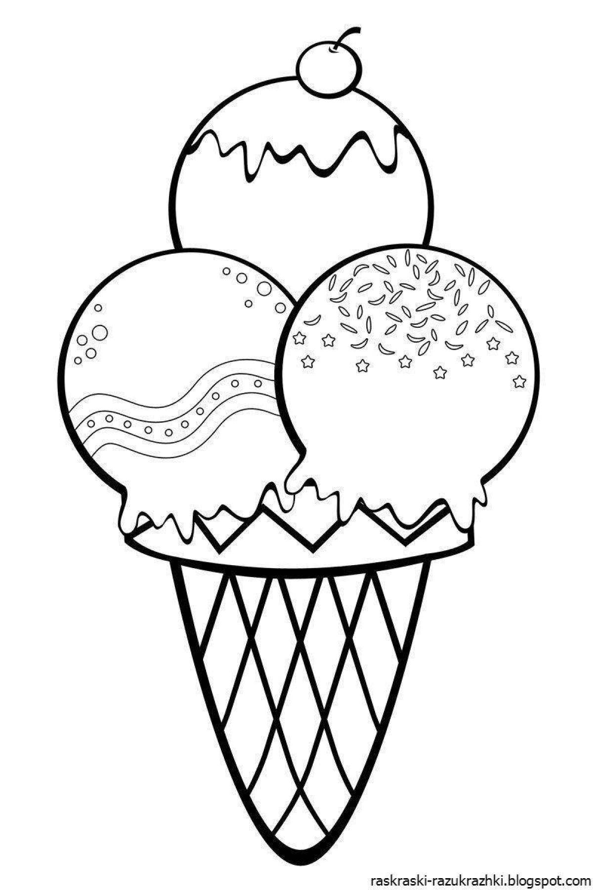 Delicious ice cream coloring page