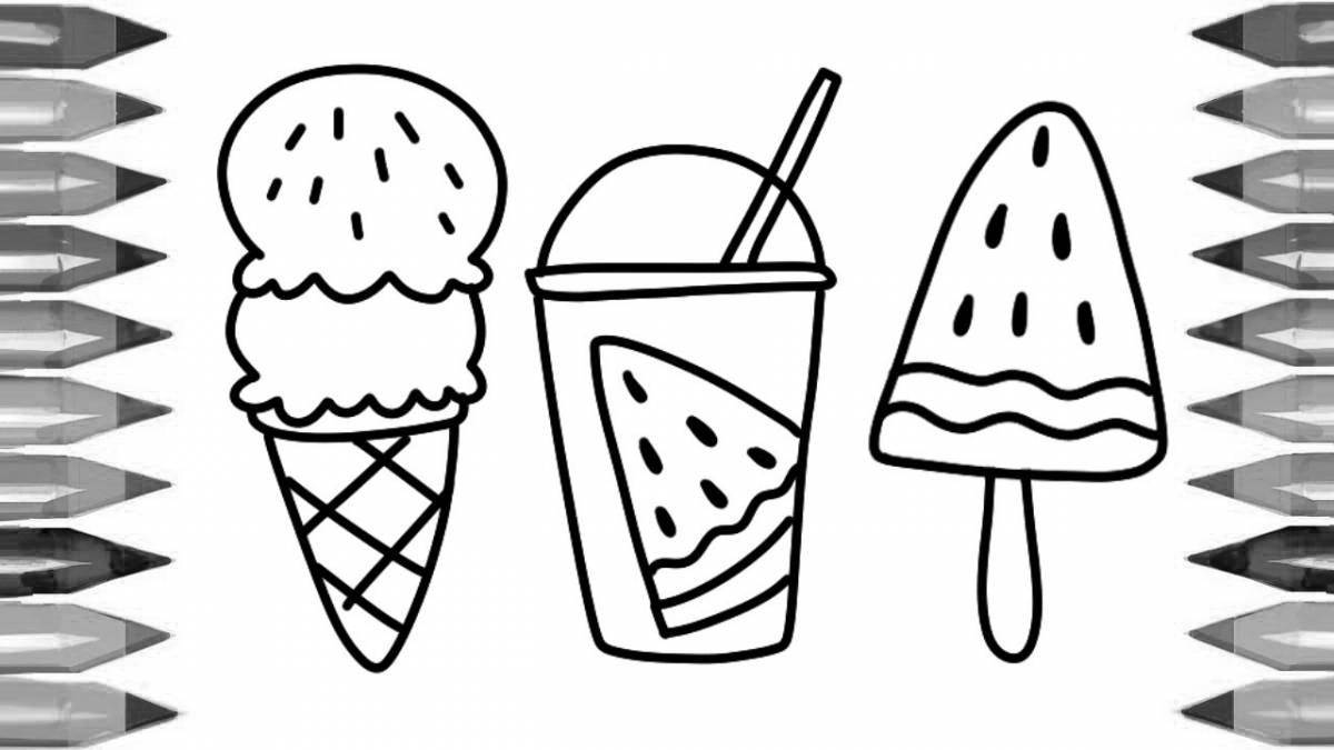 Playful ice cream coloring page
