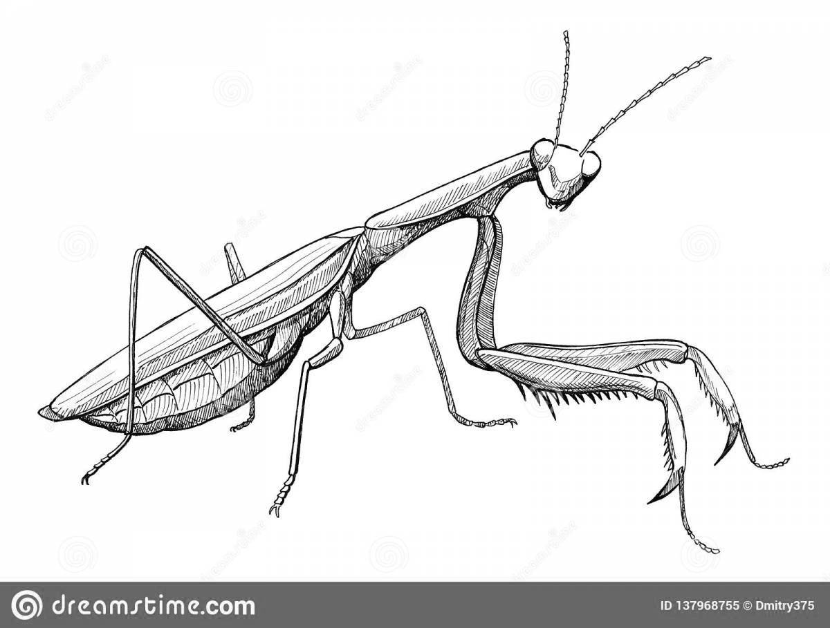 Cute praying mantis coloring book