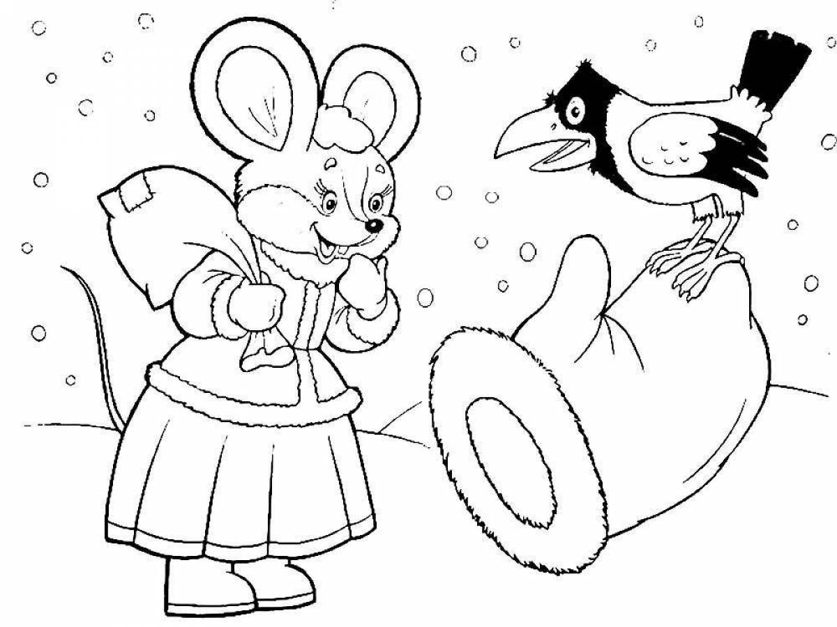 Раскраска сказка рукавичка мышка