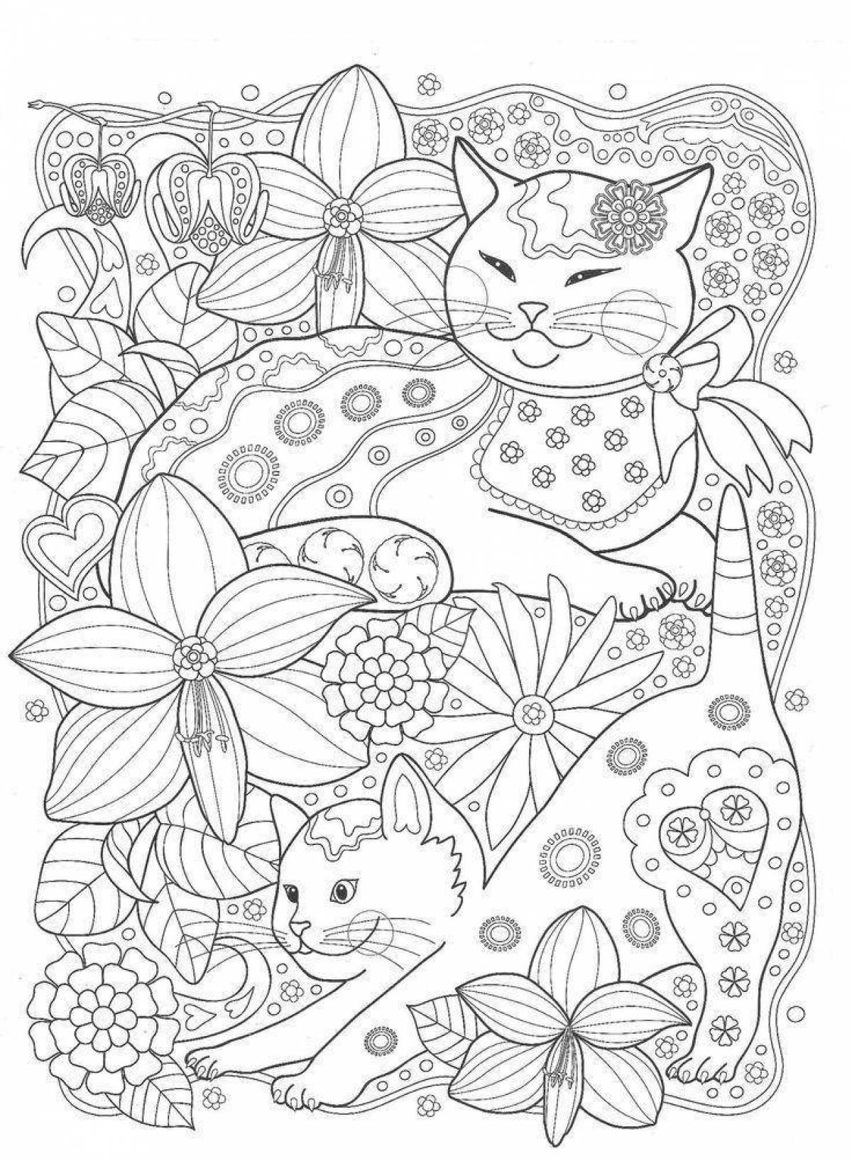 Coloring radiant cat antistress