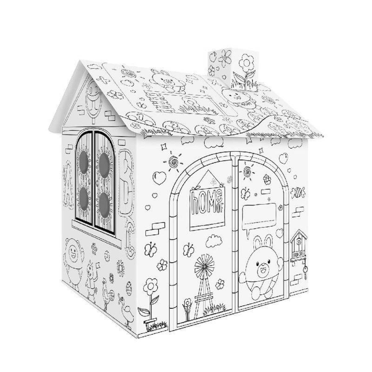 Раскраска сказочный картонный домик