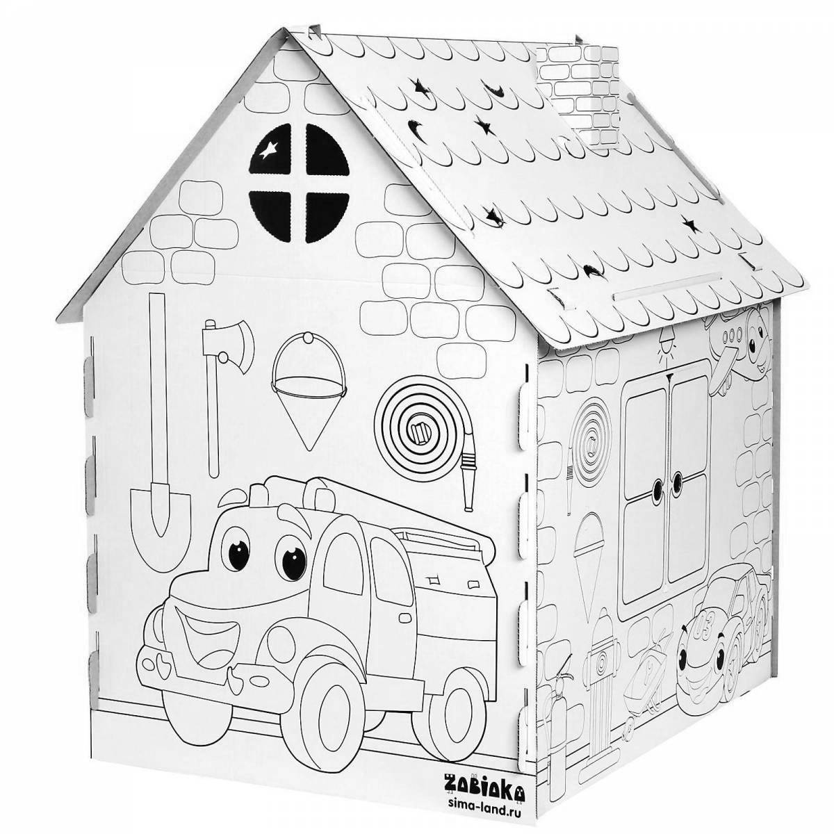 Раскраска чудесный картонный домик