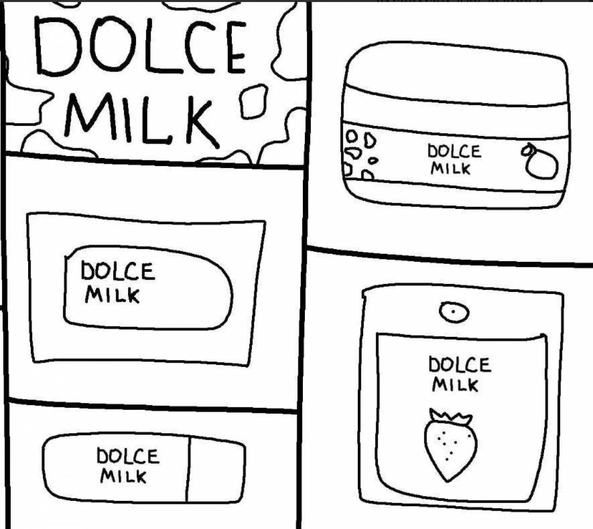 Charming milk cosmetics dolce coloring page