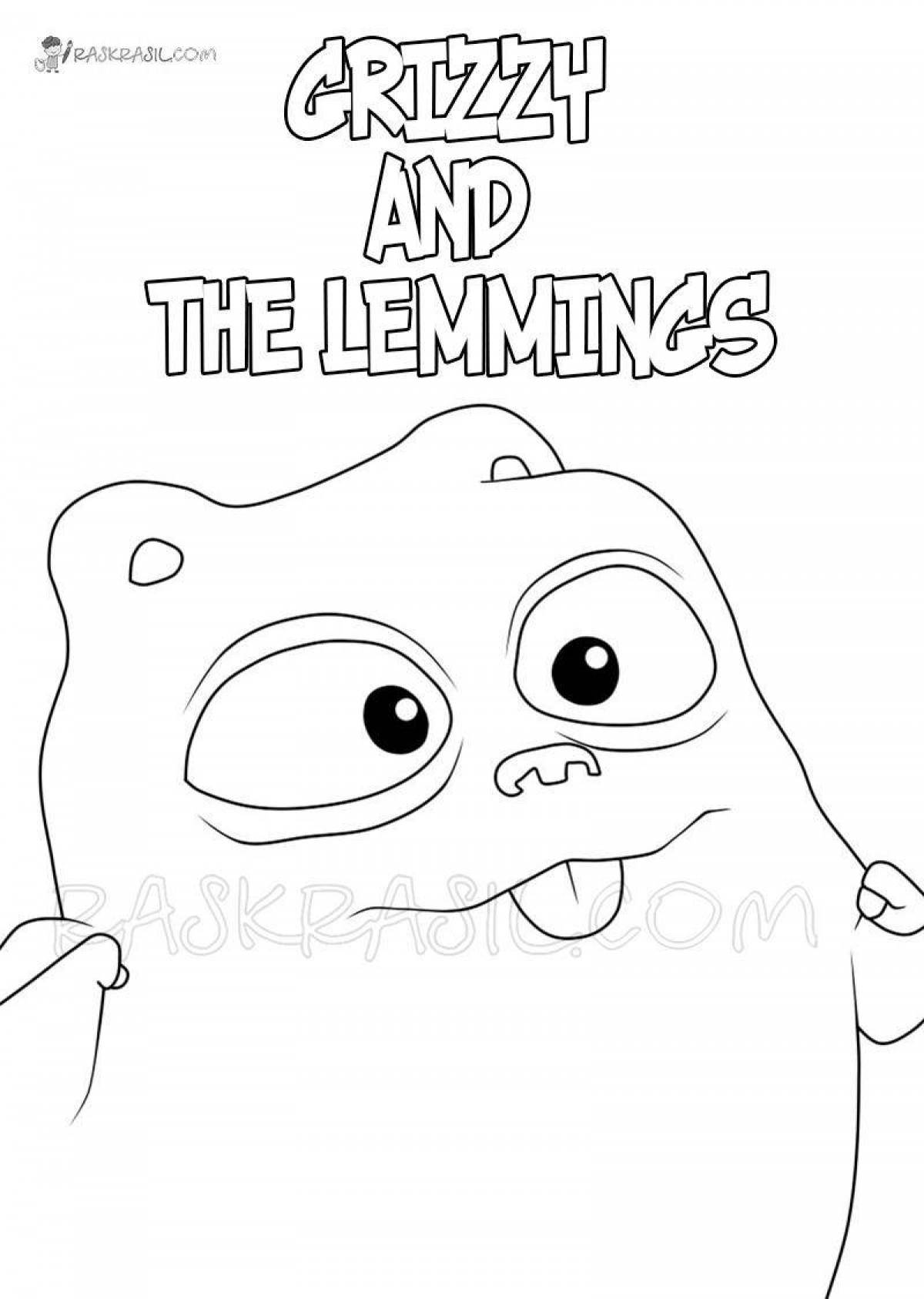 Playful grizzlies and lemmings coloring page