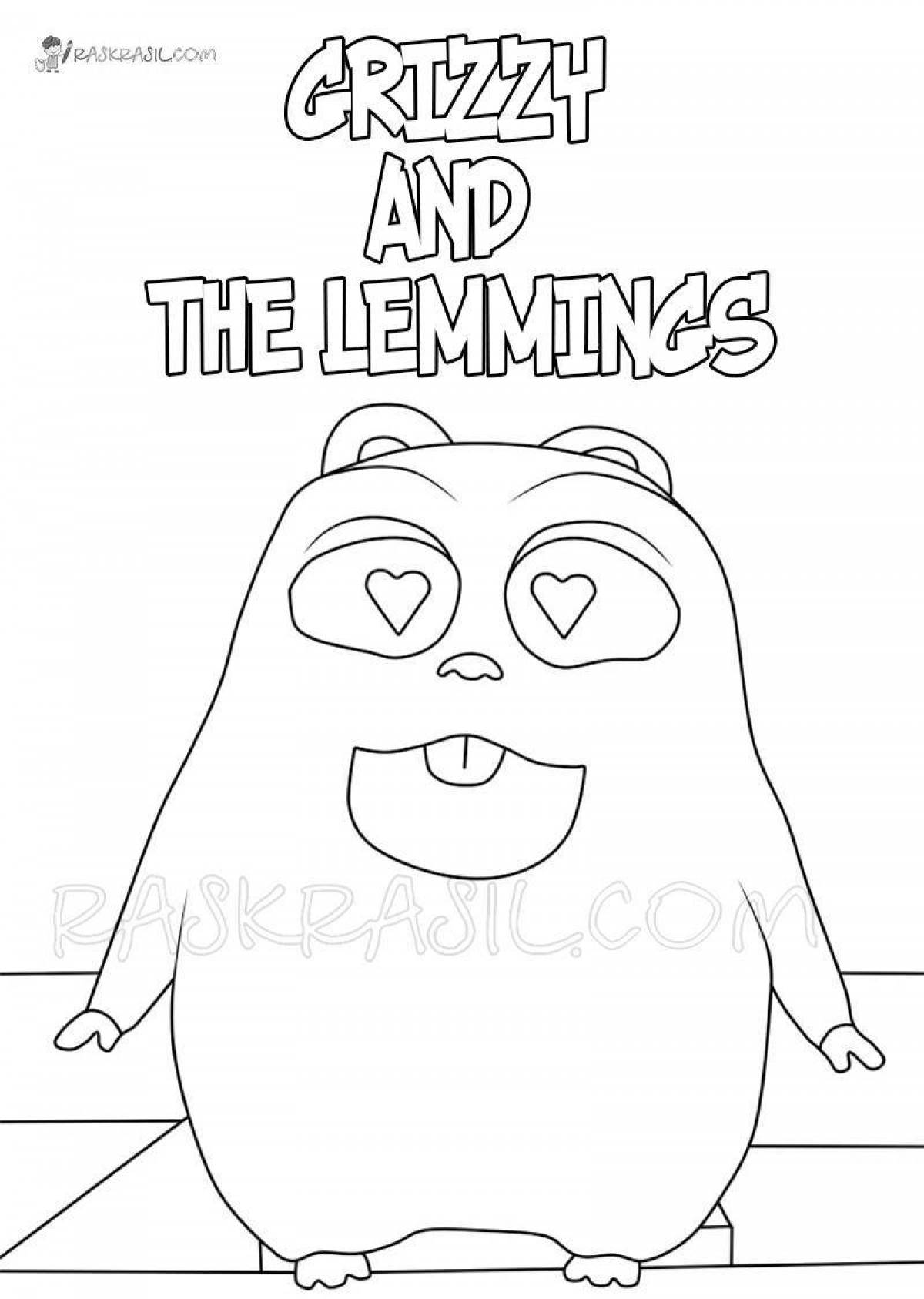 Exciting grizzly and lemming coloring pages