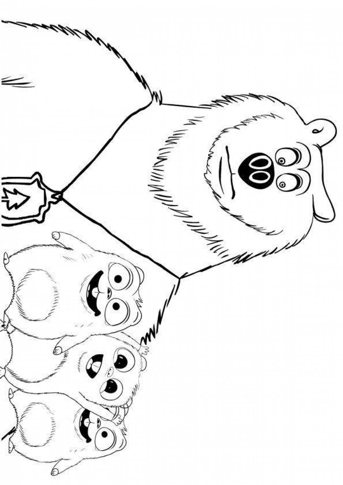 Cute grizzlies and lemmings coloring page