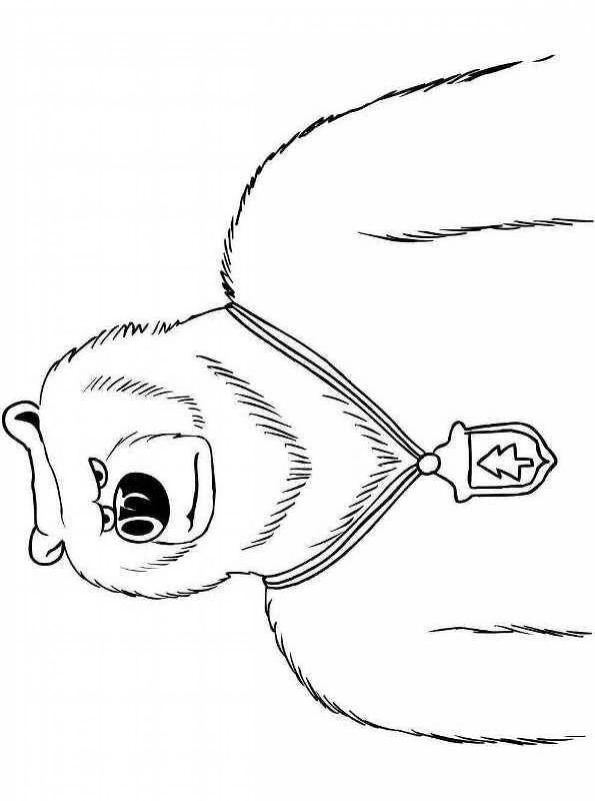 Sweet grizzly and lemmings coloring page