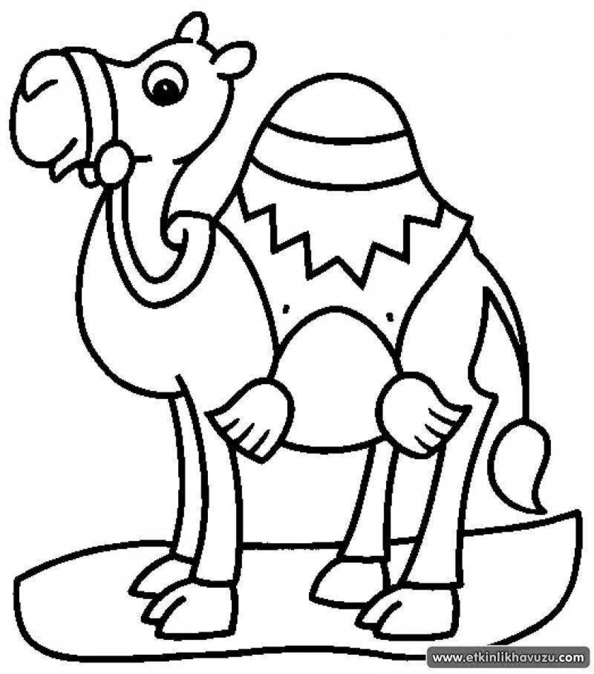 Colorful camel coloring page for kids