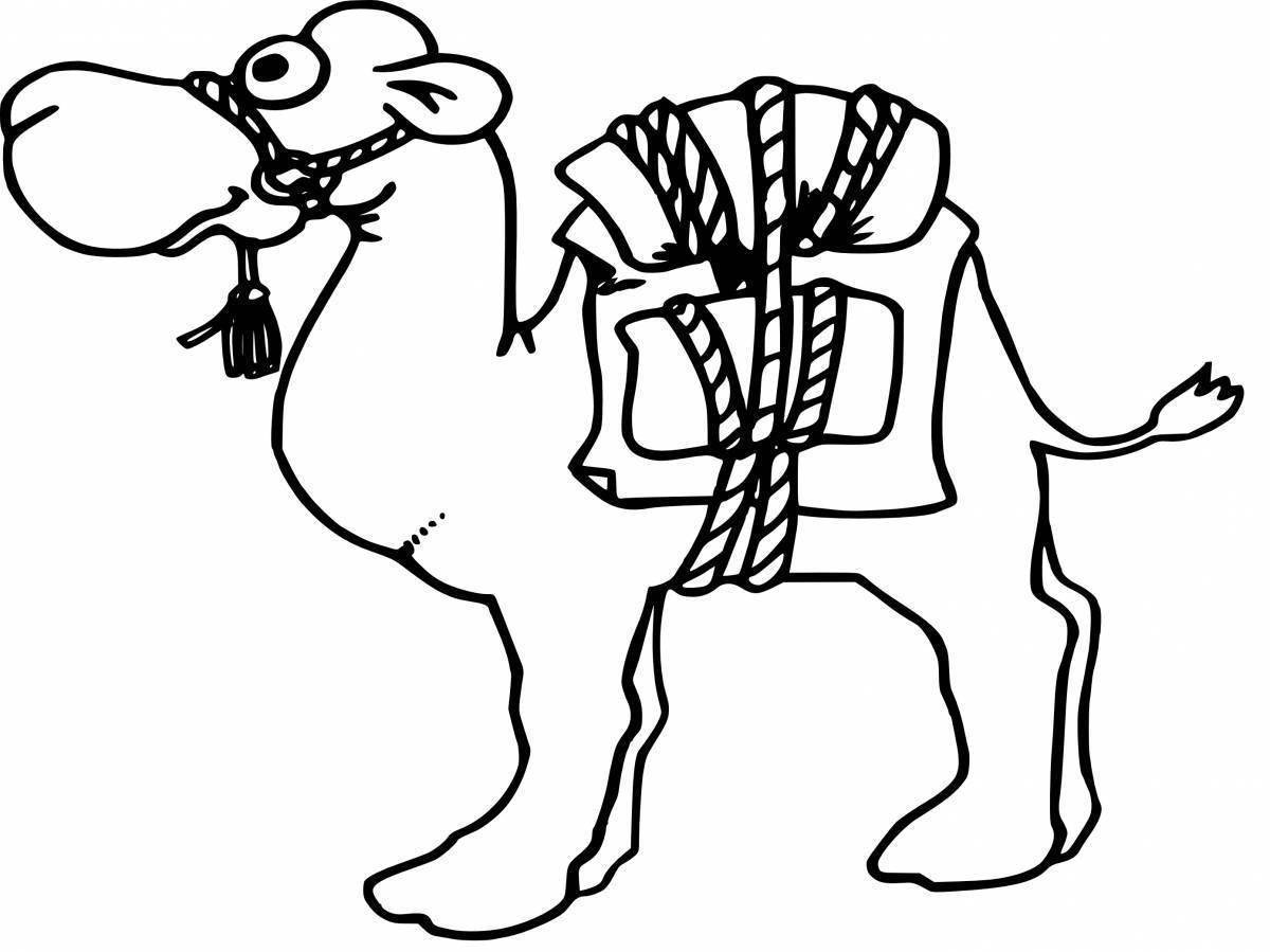 Верблюд с грузом раскраска для детей