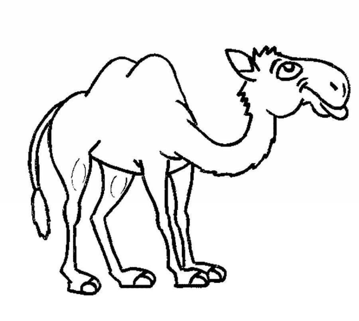Игривая страница раскраски верблюда для детей