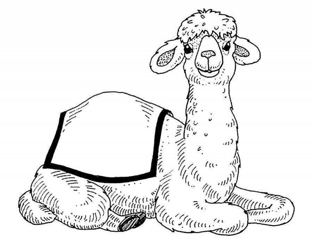 Dazzling camel coloring page for kids
